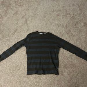 Grey and dark green striped Shaun White long sleeve.